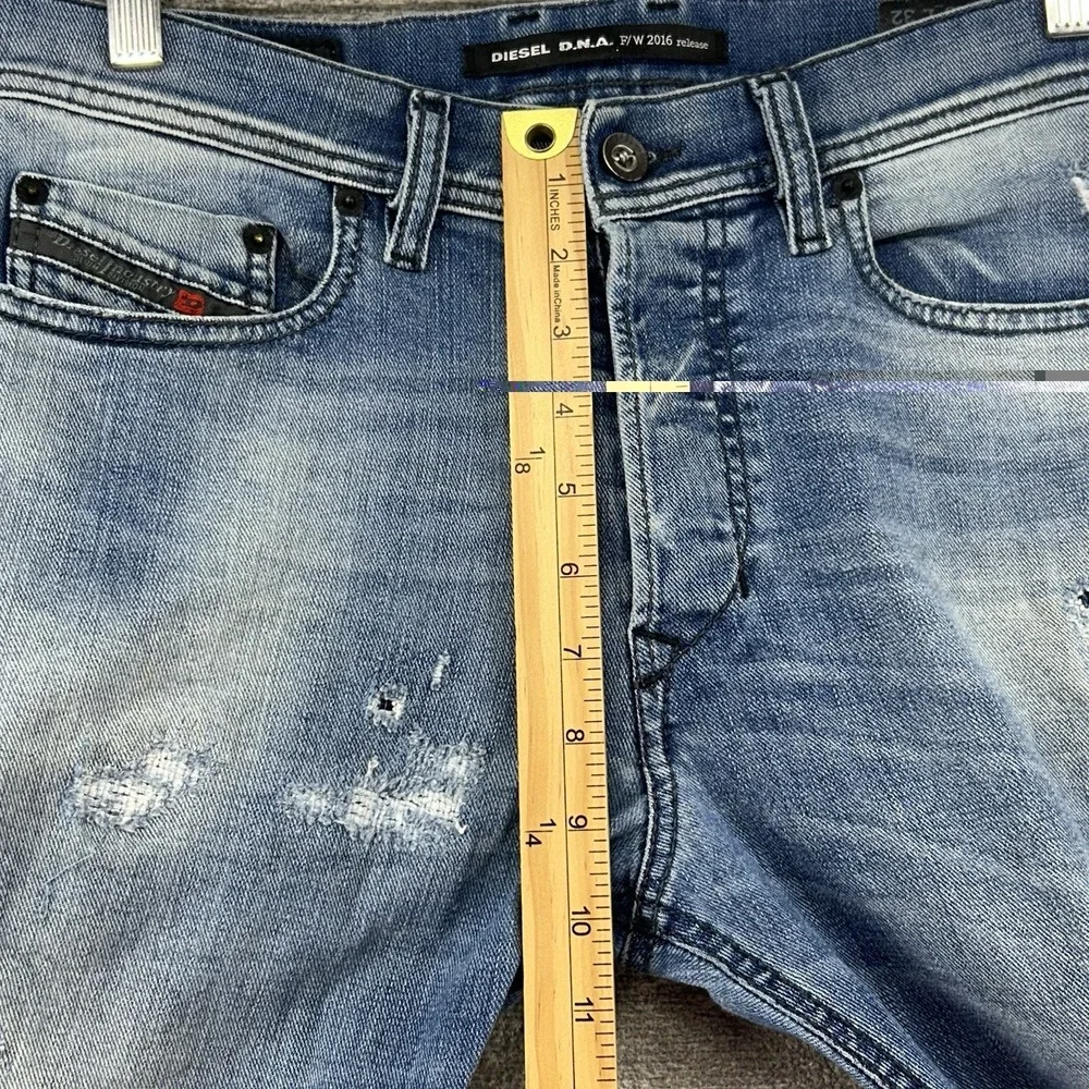 Diesel Tepphar Slim Carrot Jeans Men Size 28x32 Blue Denim Distressed Italy